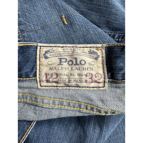 Polo Ralph Lauren Hampton Straight Jeans Mens 42x32 Blue Denim 100% Cotton - Picture 4 of 10